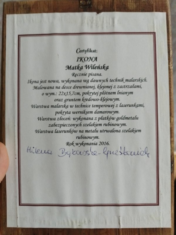Ikona z certyfikatem - 01