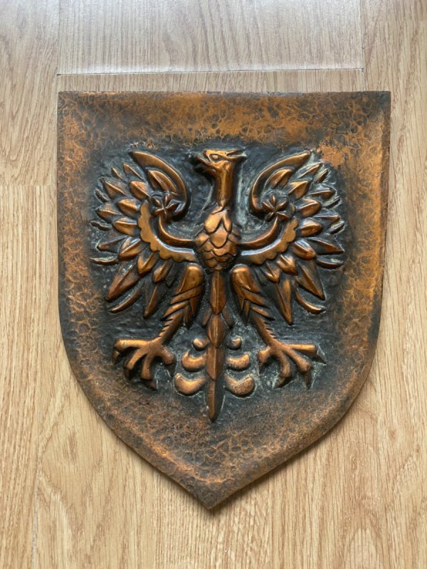 Godło Polskie PRL orzeł na blaszce miedzianej