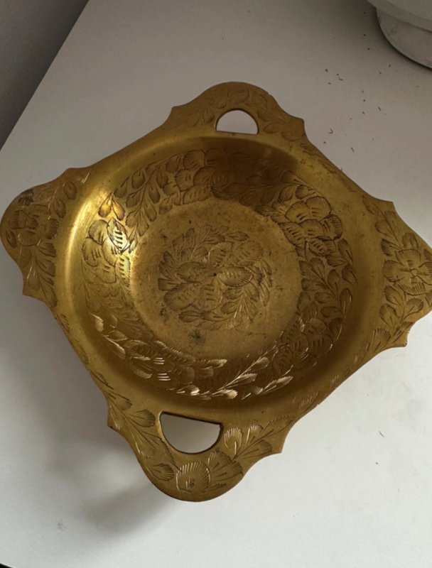 Stara mosiężna patera / taca dekoracyjna ręcznie