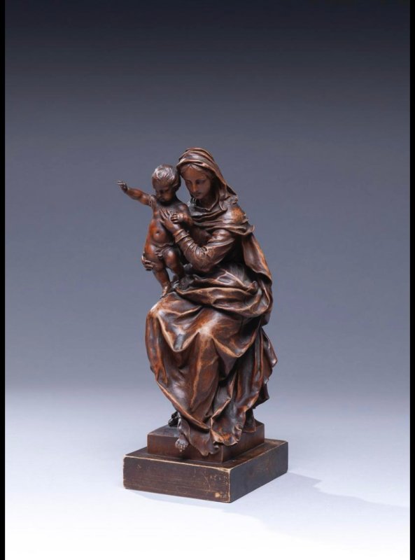 Stara drewniana figurka Madonna z Dzeciatkiem 1893 - 02