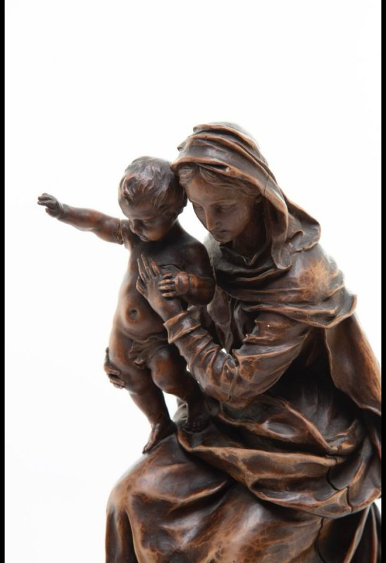Stara drewniana figurka Madonna z Dzeciatkiem 1893 - 03