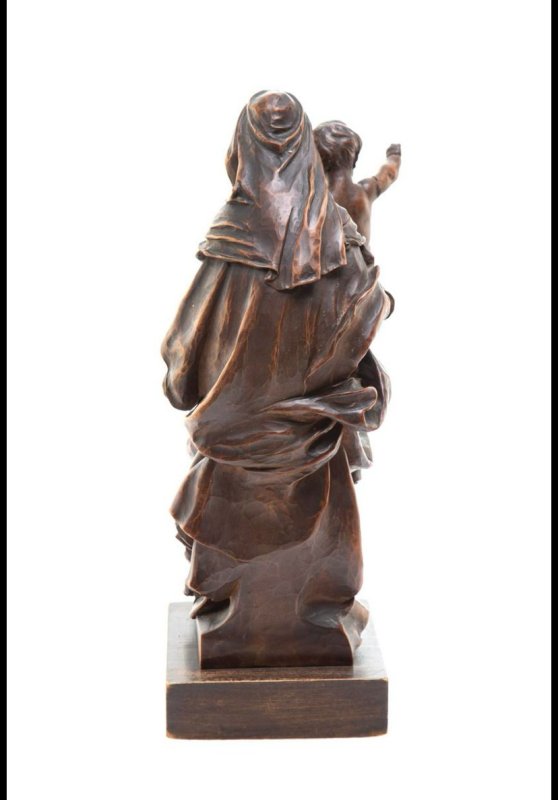 Stara drewniana figurka Madonna z Dzeciatkiem 1893 - 07
