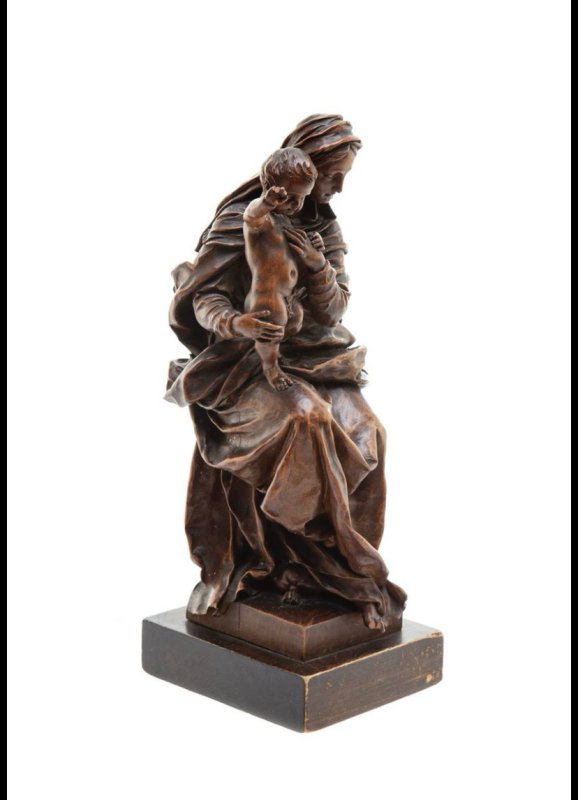 Stara drewniana figurka Madonna z Dzeciatkiem 1893 - 08