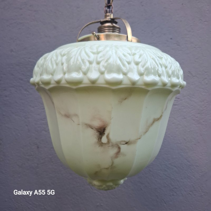 Secesyjna lampa wisząca mosiądz i szkło 1900.Oryginał