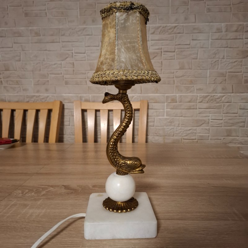 Nocna lampka z mosiadzu i marmuru. - 01