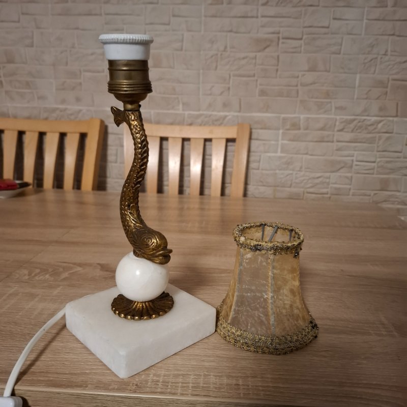 Nocna lampka z mosiadzu i marmuru. - 03