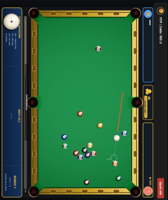 Skrypt gry bilard 8 ball multiplayer zdalnie PHP